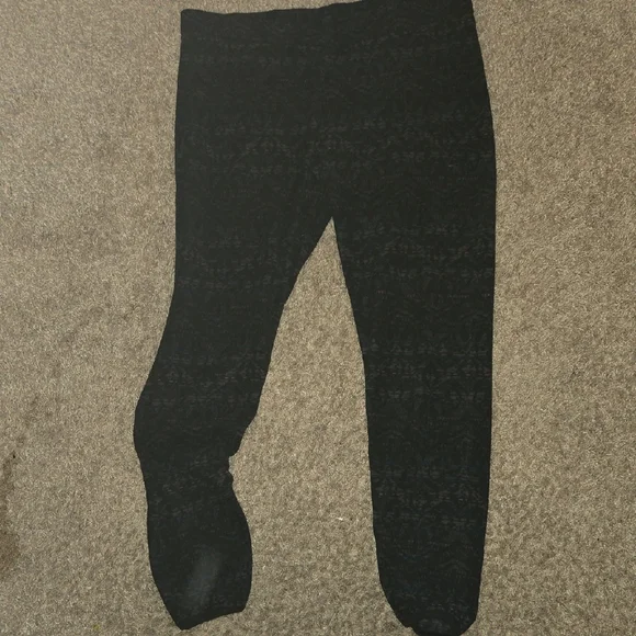 Cuddl Duds Black Patterned Leggings - Picture 1 of 4